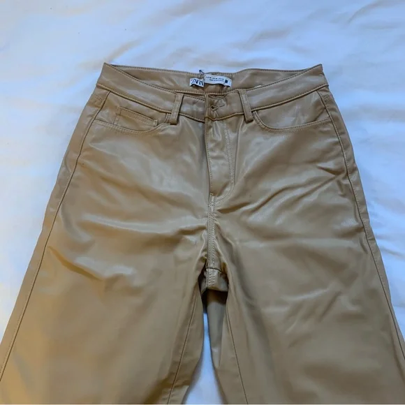 Melina pants lookalike! Faux leather beige nude flare out pants - Picture 4 of 8